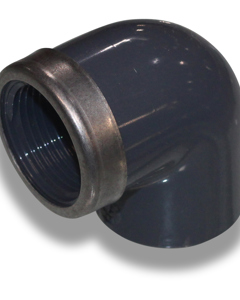 Elbow 90deg PVC 25mm x 3/4" FM PN16 w/reinforcement ring